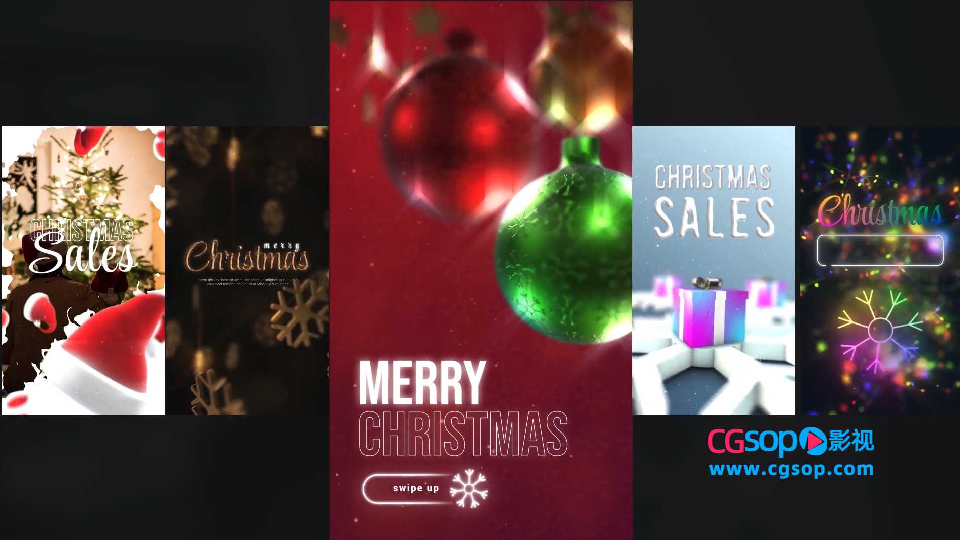 圣诞节海报促销视频竖屏-PR模板