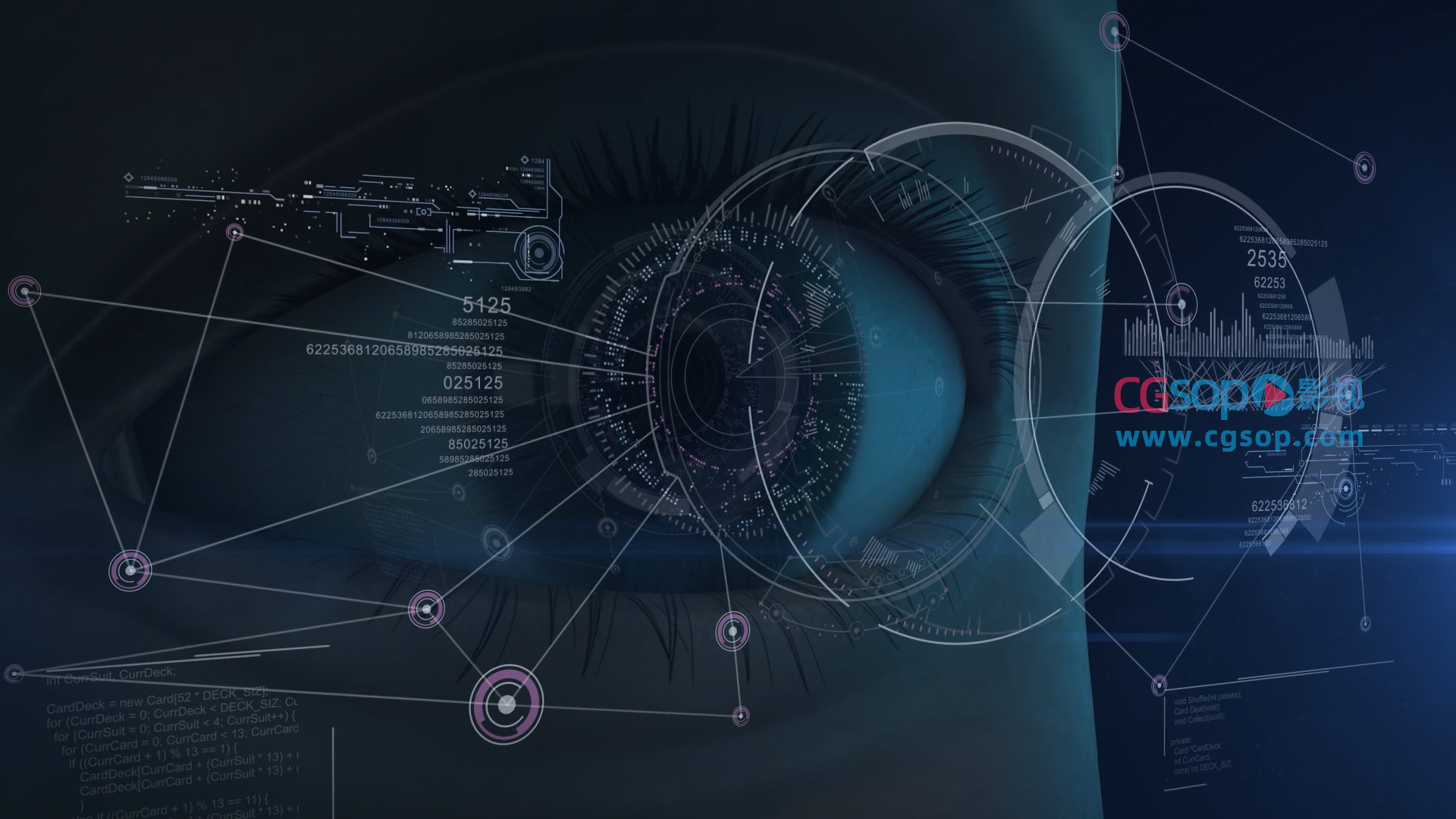 科技感眼睛瞳孔识别扫描LOGO片头