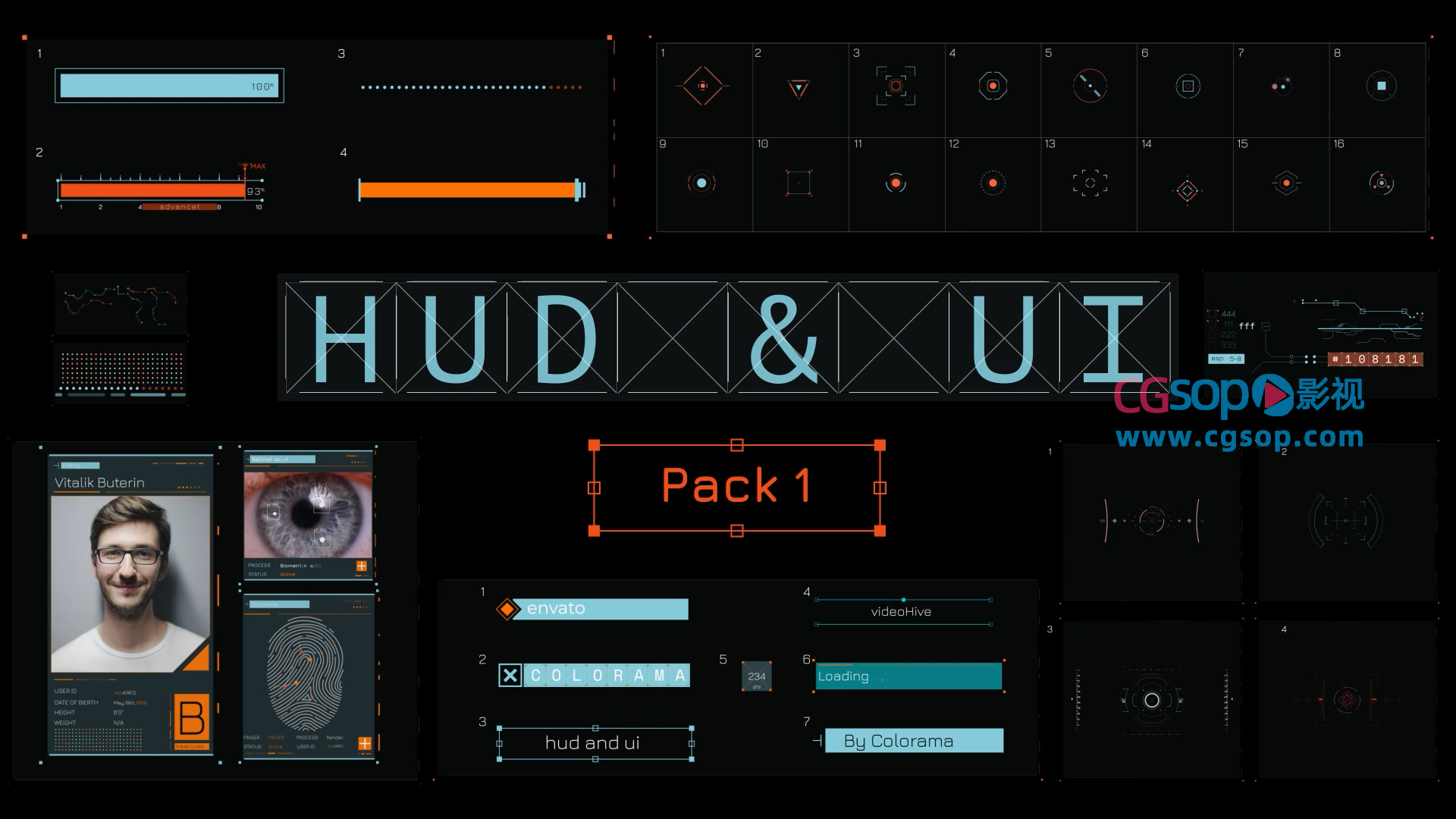 高科技元素荧幕动画HUD & UI