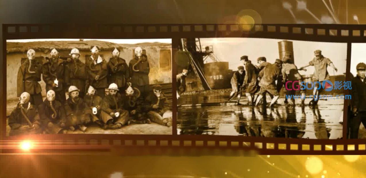 怀旧历史泛黄胶片照片人物事迹展示AE模板