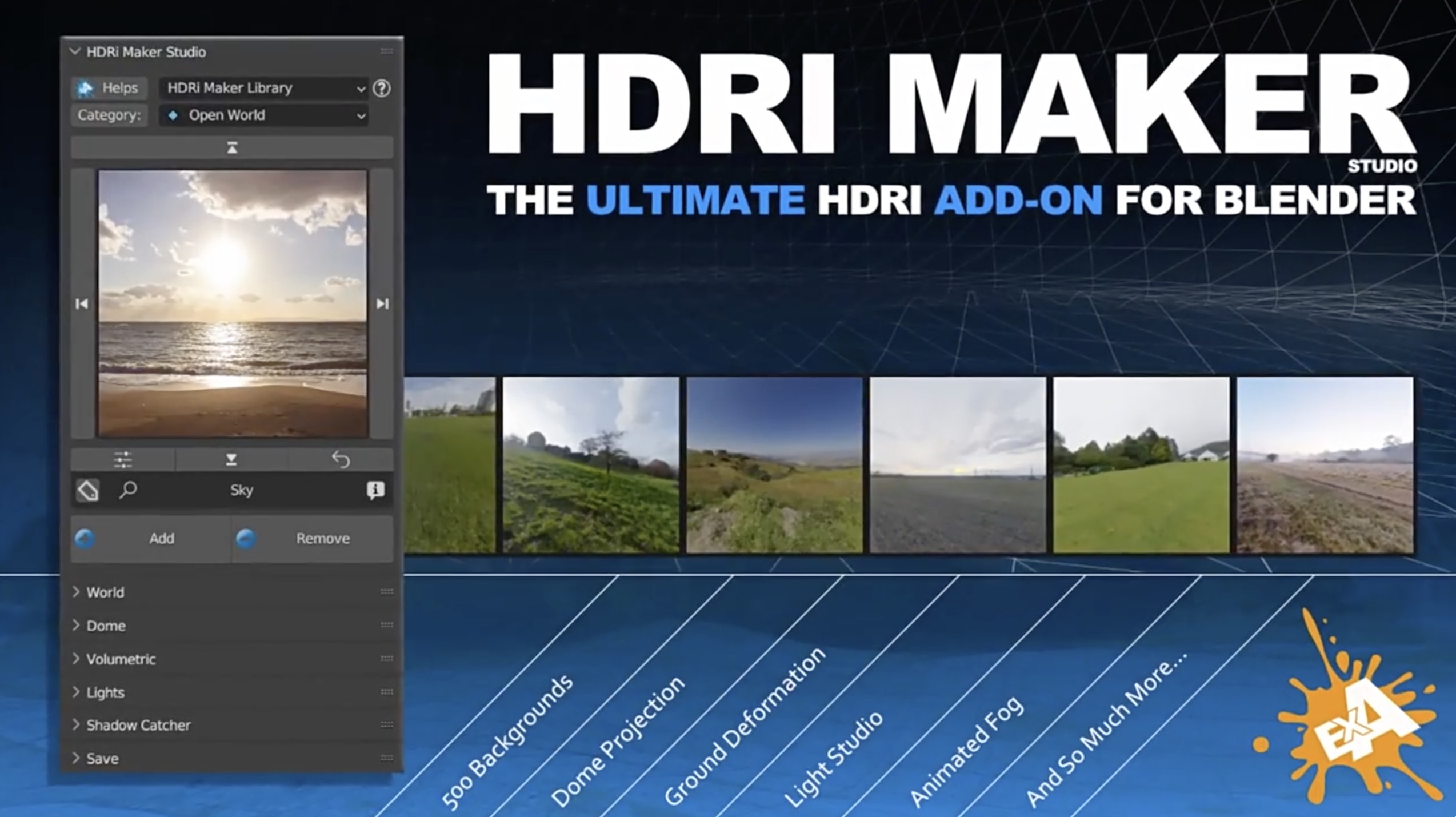 模拟制作HDRI环境场景效果Blender插件 HDRI Maker v3.0.104