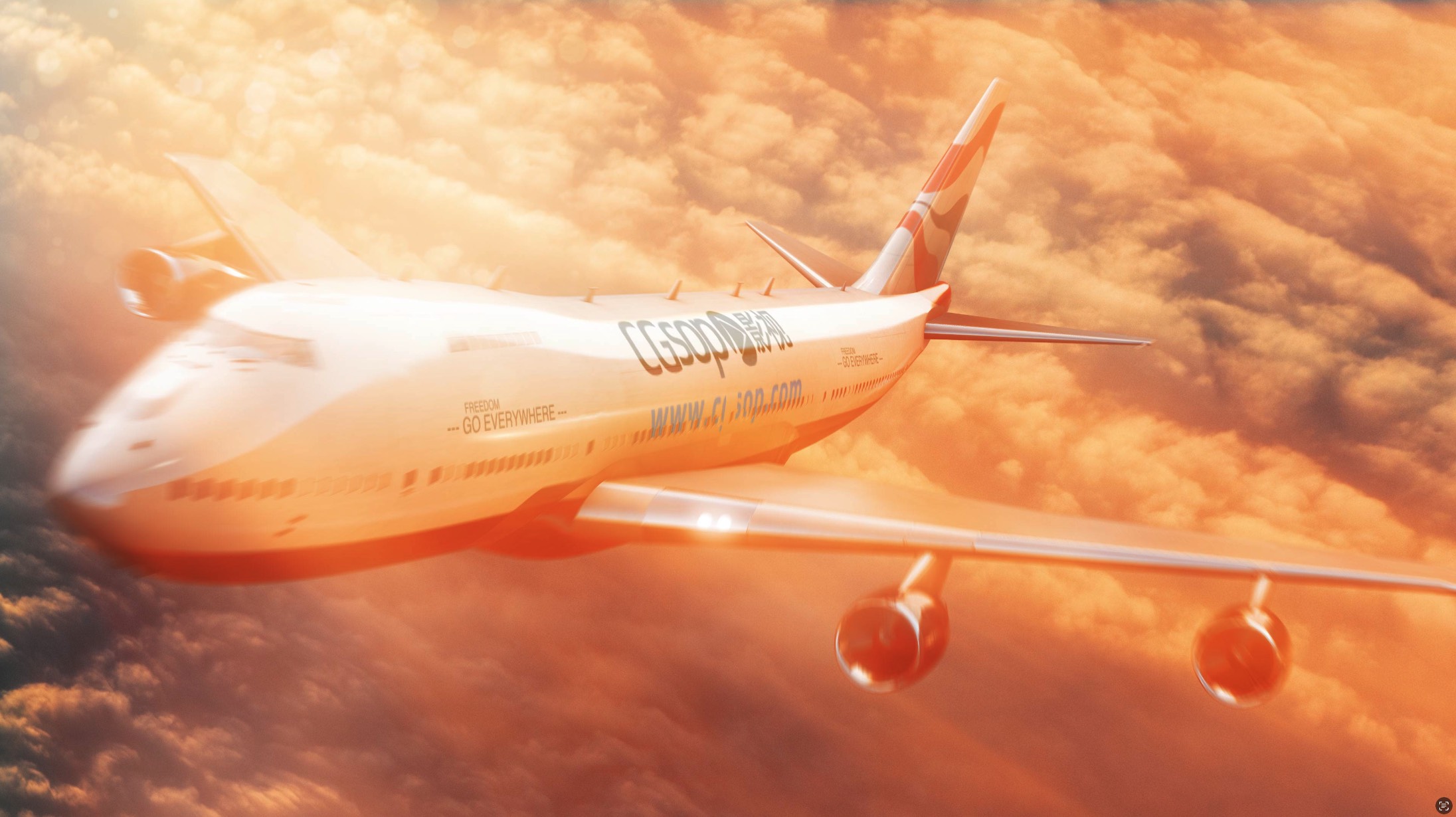 飞机在天空飞行的商务旅行logo展示动画AE模板