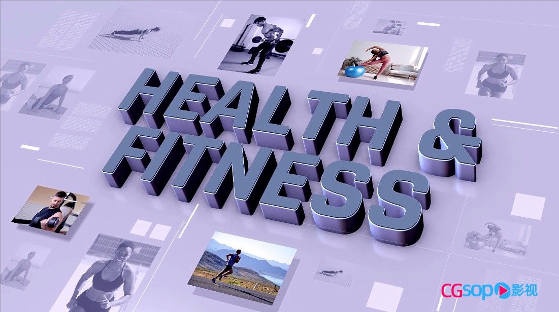 创意三维空间透视健康与健身促销展示动画