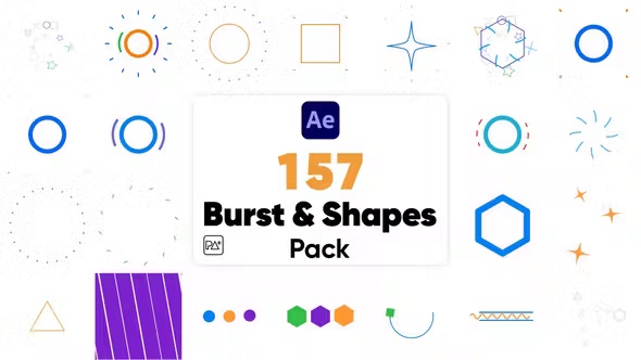 157个矢量彩色运动图形MG小动画AE模板 Burst and Shapes Pack