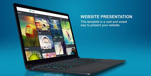 三维场景笔记本电脑网站页面介绍展示动画AE模板 Website Presentation 3D Laptop