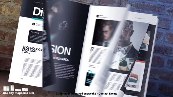 杂志推广企业宣传小册子翻页展示动画AE模板