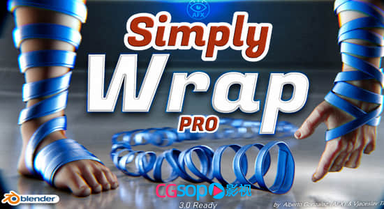 绳子绸带样条线缠绕Blender插件 Simply Wrap Pro v1.5.2+预设库