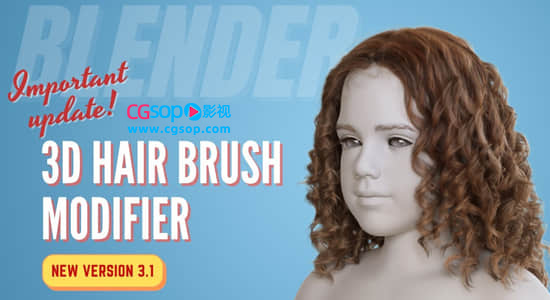 三维毛发笔刷头发制作Blender插件 3D Hair Brush V4.4.1