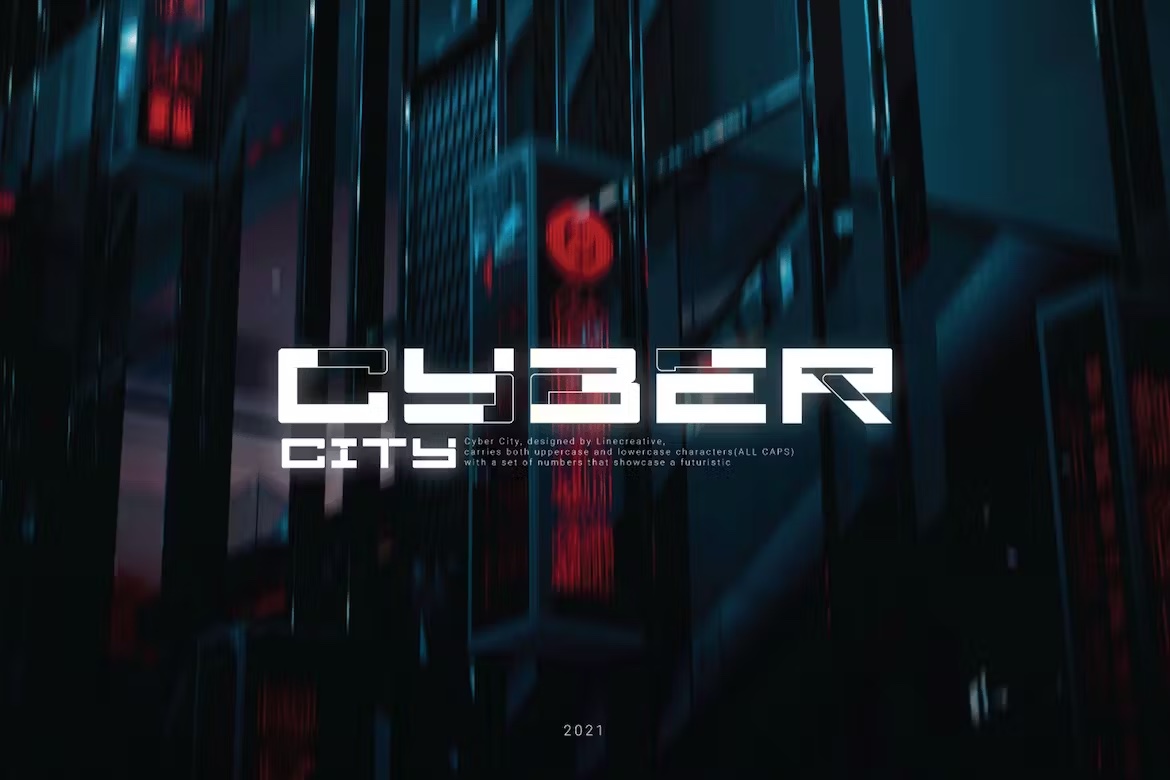 Cyber City 英文镂空设计字体