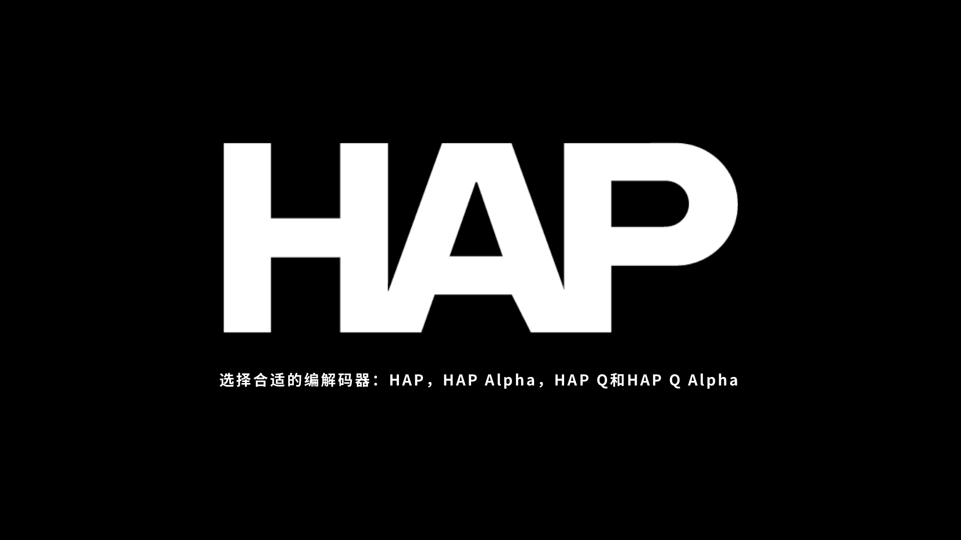使用HAP编解码器编码：HAP，HAP Alpha，HAP Q和HAP Q Alpha