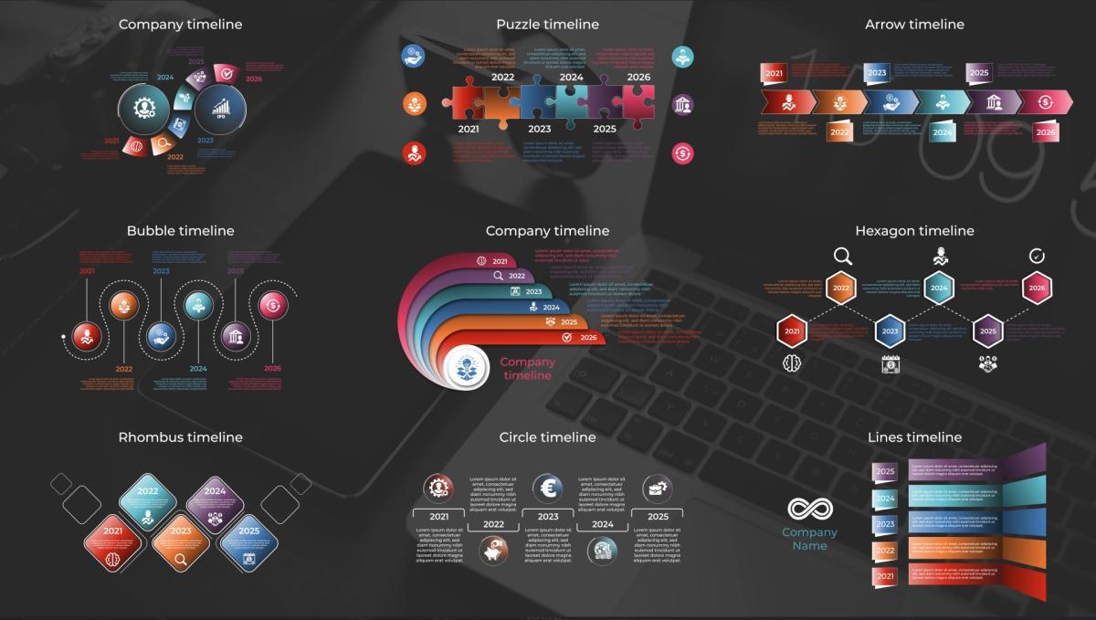1100个公司企业信息数据柱状饼状扇形图表动画 Infomax – The Big Infographics Pack